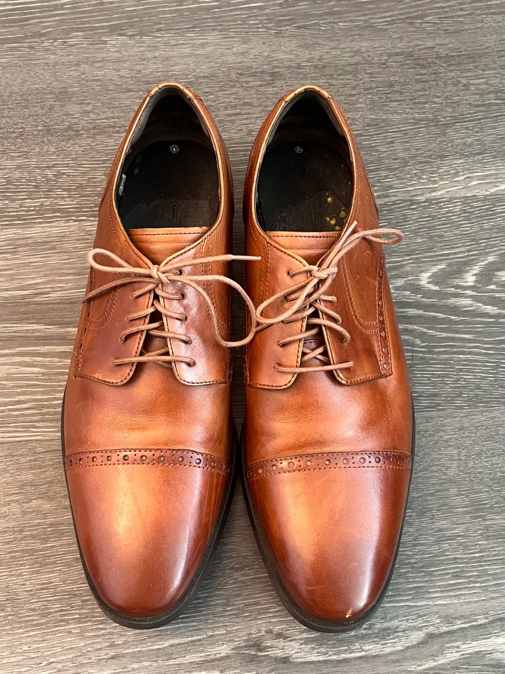 Cole Haan Grand OS Tan Leather Cap-Toe Derbys